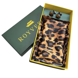 leopard eye cufflinks set