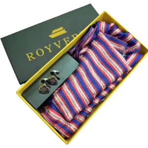 Royal Blue Nautical Stripe Ascot Set