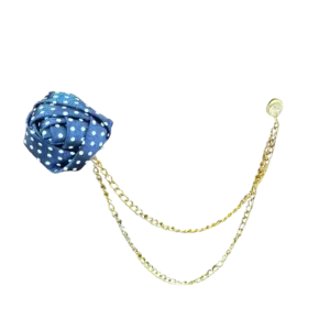 blue polka dots label pin