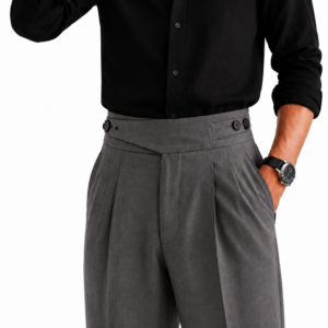 Charcoal Grey Double Pleated Gurkha Pants