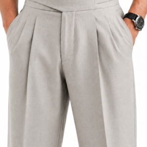 Light Silver Grey Double Pleated Gurkha Pants