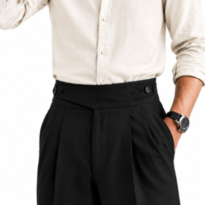 Black Double Pleated Gurkha Pants