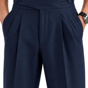 Navy Blue Double Pleated Gurkha Pants