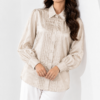 Ivory Cream Silk Pleated Shirt