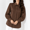 Chocolate Brown Silk Pleated Shirt