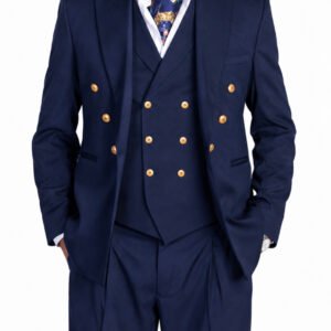 Men's Luxury Navy Blue Three-Piece Suit