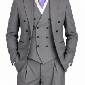 Men's Luxury Steel Grey Three-Piece Suit