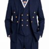 Men's Luxury Navy Blue Pinstripe Three-Piece Suit