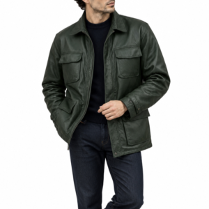 Men’s Dark Olive Green Leather Jacket