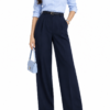 Navy Blue Formal Wide-Leg Pants